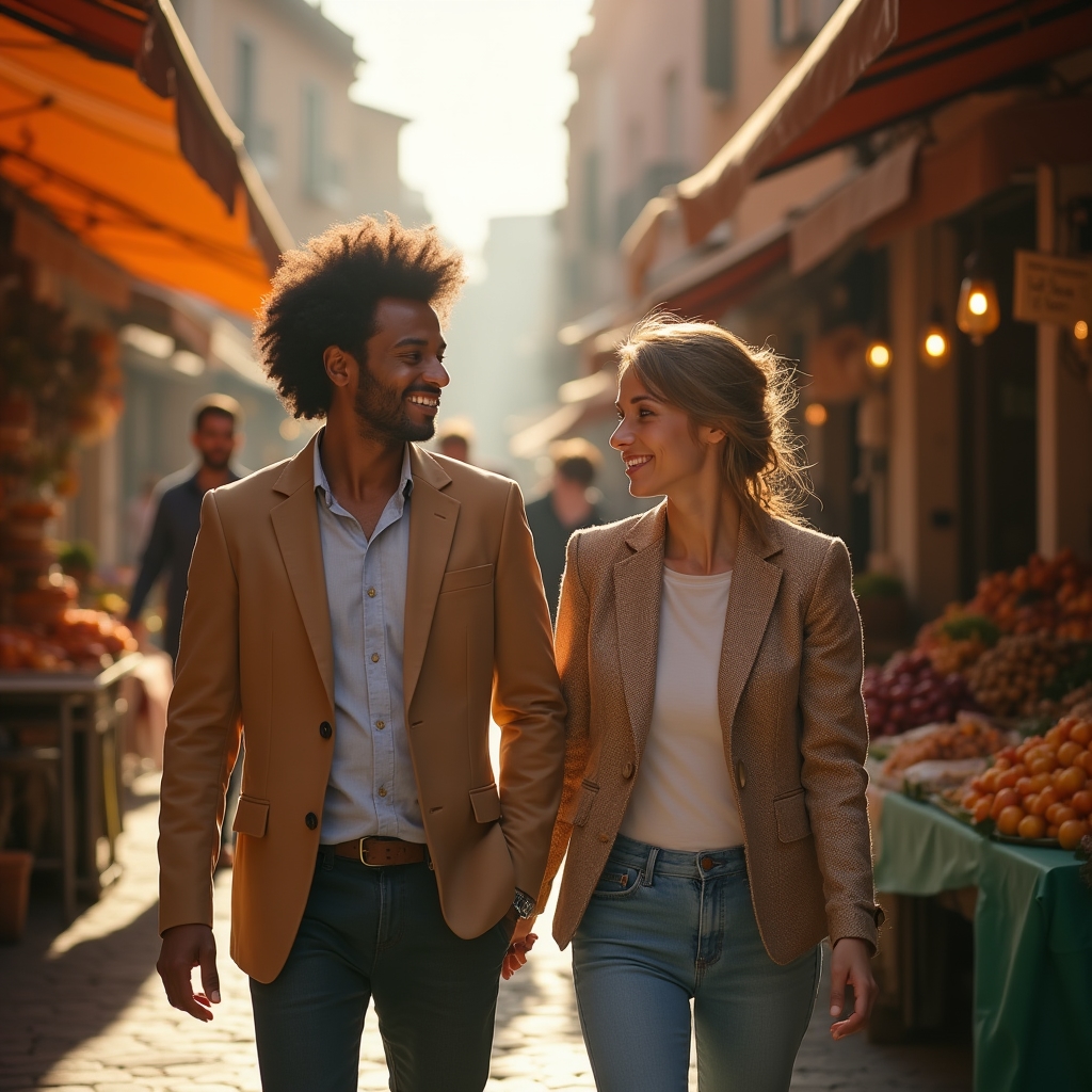 Consulente che guida una coppia in un tour del quartiere